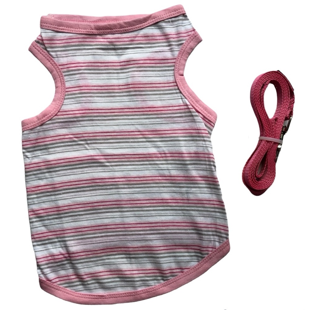 Dog Puppy Tank Top + Pink Leash NEW